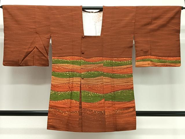 平和屋着物＃道行コート　ろうけつ染め　霞文　正絹　逸品　CABD4454ua