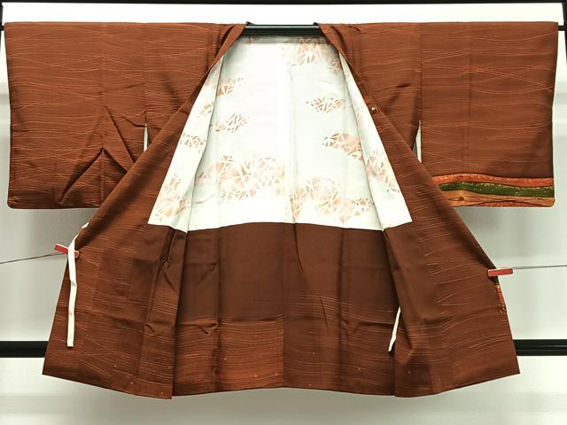 平和屋着物＃道行コート　ろうけつ染め　霞文　正絹　逸品　CABD4454ua