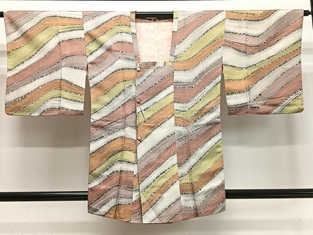 平和屋着物＃道行コート 地紋起こし 斜線文 正絹 逸品 CABD4459ua