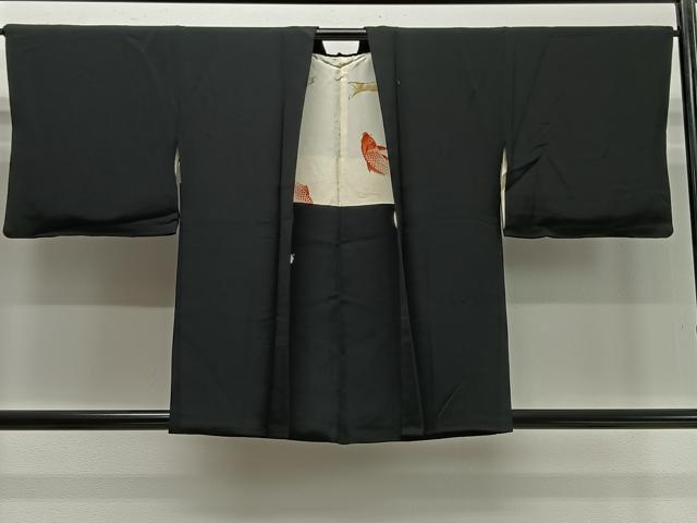 平和屋着物＃羽織　総刺繍　駒刺繍　人物文　黒地　正絹　逸品　CABD4467ua