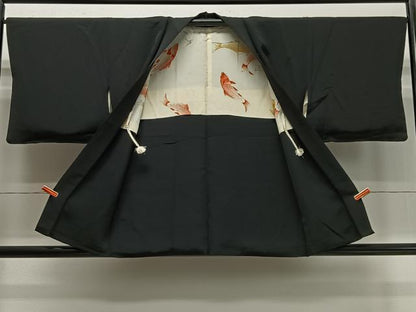 平和屋着物＃羽織　総刺繍　駒刺繍　人物文　黒地　正絹　逸品　CABD4467ua