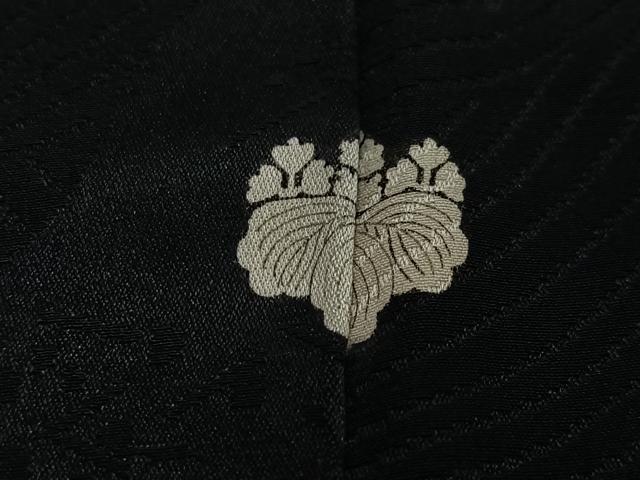 平和屋着物＃羽織 寿光織 扇面風景文 黒地 銀糸 正絹 逸品 CABD4471ua