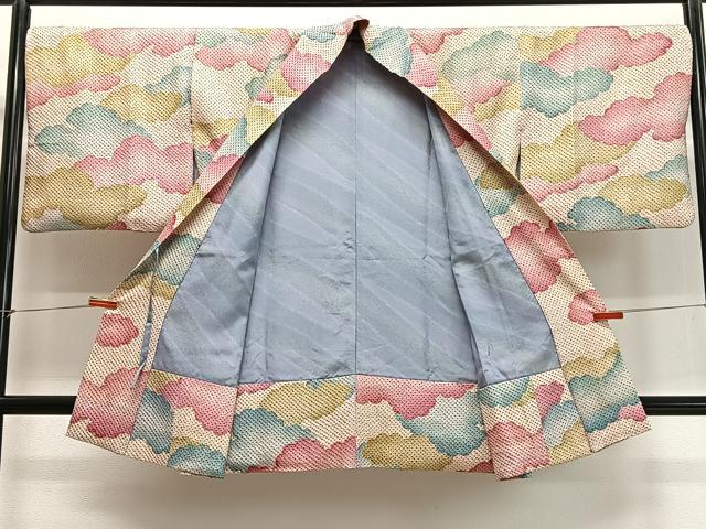 平和屋着物∞道中着　総絞り　雲取り文　ロング丈　正絹　逸品　CABD4487ua