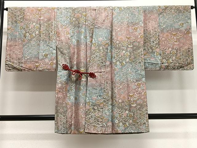 平和屋着物∞道中着　お召地　草花文　正絹　逸品　未使用　CABD4488ua