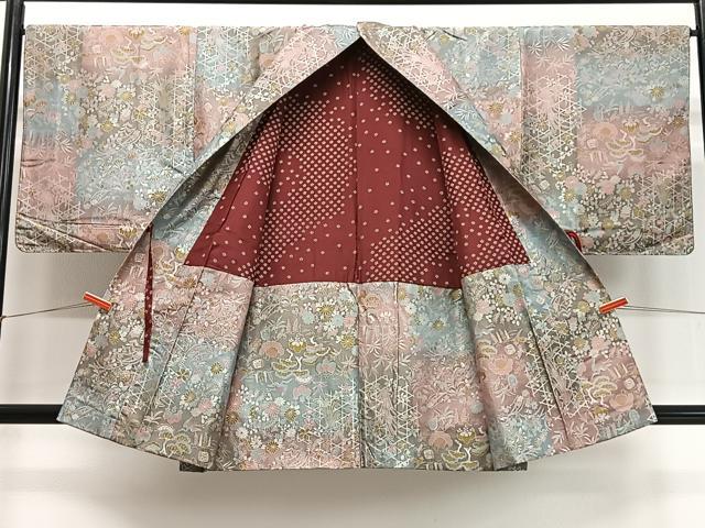 平和屋着物∞道中着　お召地　草花文　正絹　逸品　未使用　CABD4488ua