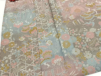 平和屋着物∞道中着　お召地　草花文　正絹　逸品　未使用　CABD4488ua