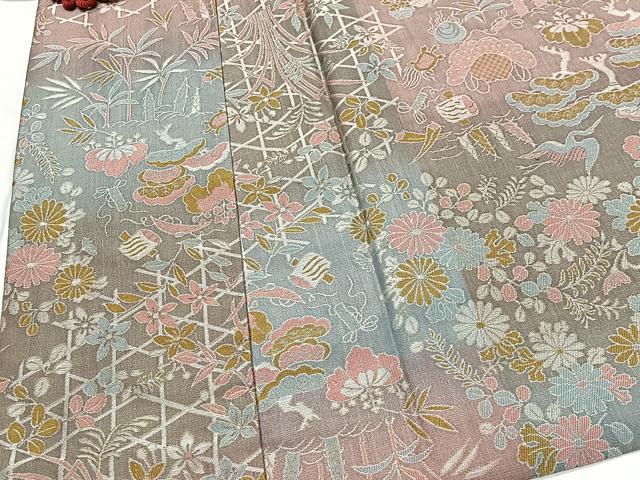 平和屋着物∞道中着　お召地　草花文　正絹　逸品　未使用　CABD4488ua