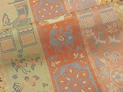 平和屋着物∞道中着　お召地　動物間道　正絹　逸品　CABD4489ua