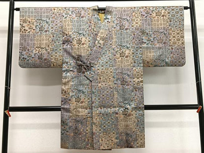 平和屋着物∞道中着　お召地　花唐草文　ロング丈　正絹　逸品　CABD4491ua