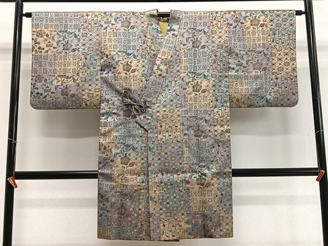 平和屋着物∞道中着　お召地　花唐草文　ロング丈　正絹　逸品　CABD4491ua