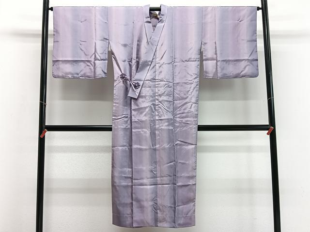 平和屋着物∞道中着　単衣　雨コート　縞　ロング丈　正絹　逸品　CABD4493ua