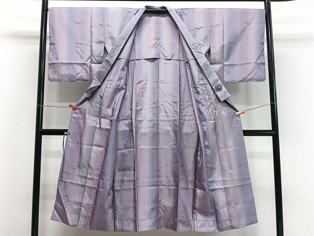 平和屋着物∞道中着　単衣　雨コート　縞　ロング丈　正絹　逸品　CABD4493ua