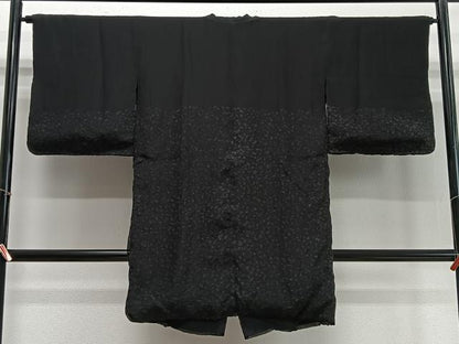 平和屋着物∞道中着　リバーシブル　絞り　霞文　黒地　ロング丈　正絹　逸品　CABD4495ua