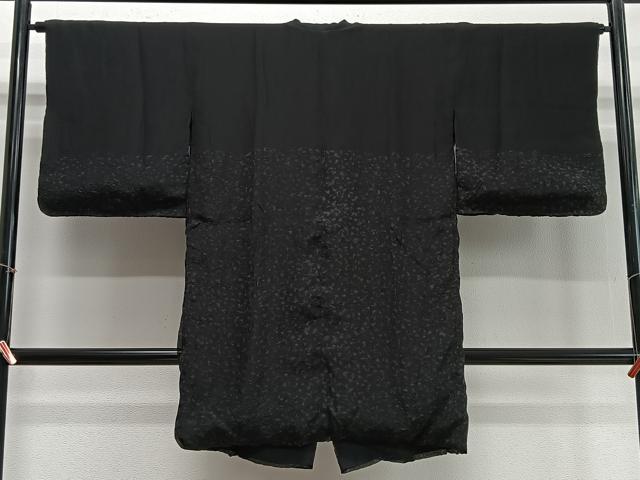 平和屋着物∞道中着　リバーシブル　絞り　霞文　黒地　ロング丈　正絹　逸品　CABD4495ua