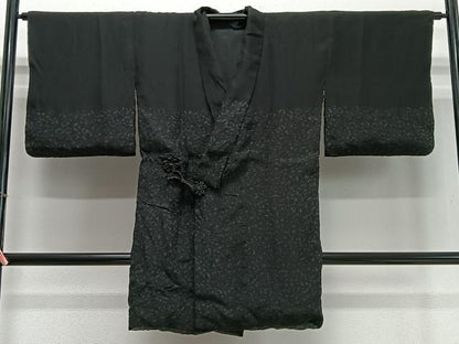 平和屋着物∞道中着　リバーシブル　絞り　霞文　黒地　ロング丈　正絹　逸品　CABD4495ua