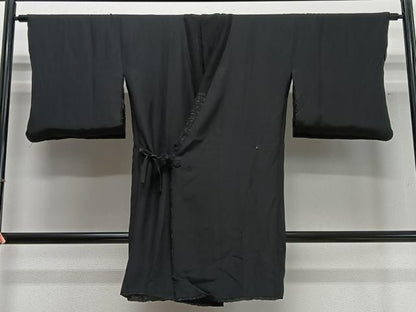 平和屋着物∞道中着　リバーシブル　絞り　霞文　黒地　ロング丈　正絹　逸品　CABD4495ua