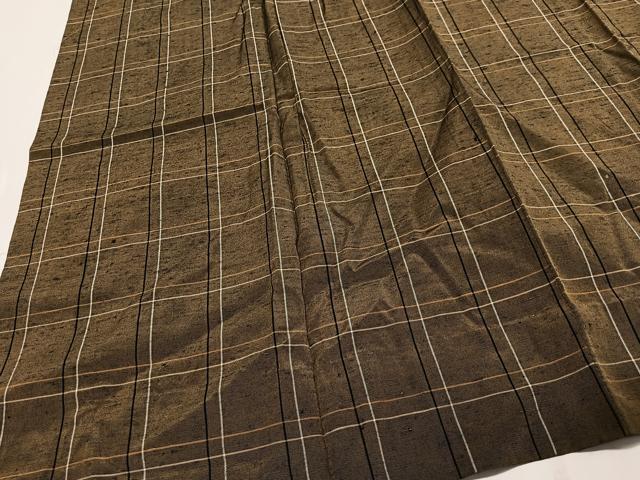 平和屋着物∞道行コート　紬地　格子柄　ロング丈　正絹　逸品　CABD4500ua
