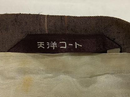 平和屋着物∞道行コート　紬地　格子柄　ロング丈　正絹　逸品　CABD4500ua