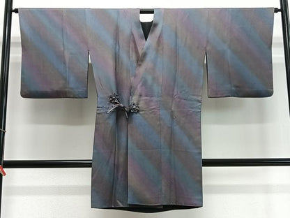 平和屋着物∞染色作家　斉藤三才　道中着　リバーシブル　霞文　暈し染め　ロング丈　正絹　逸品　CABD4519ua