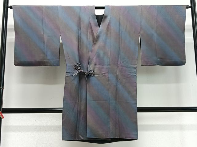 平和屋着物∞染色作家　斉藤三才　道中着　リバーシブル　霞文　暈し染め　ロング丈　正絹　逸品　CABD4519ua