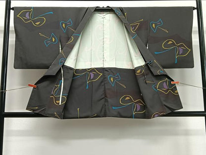 平和屋着物∞道中着・袖無し羽織セット　霞文　ロング丈　正絹　逸品　CABD4521ua