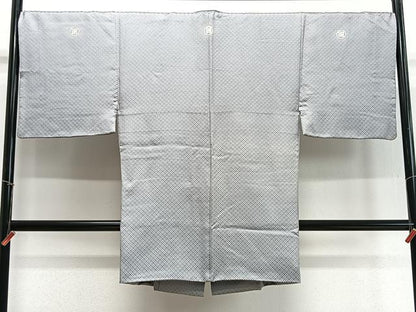 平和屋着物∞男性　長羽織　色紋付　菱繋ぎ　正絹　逸品　CABD4523ua