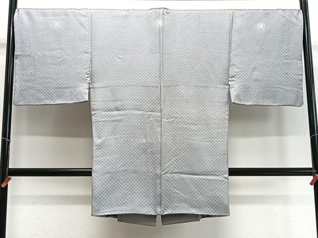 平和屋着物∞男性　長羽織　色紋付　菱繋ぎ　正絹　逸品　CABD4523ua