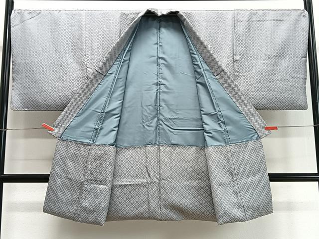 平和屋着物∞男性　長羽織　色紋付　菱繋ぎ　正絹　逸品　CABD4523ua
