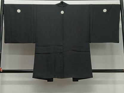 平和屋着物∞男性　羽織　黒紋付　正絹　逸品　CABD4524ua