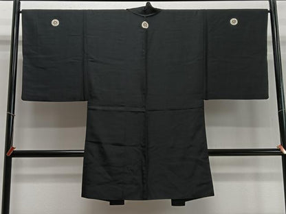 平和屋着物∞男性　長羽織　黒紋付　正絹　逸品　CABD4525ua
