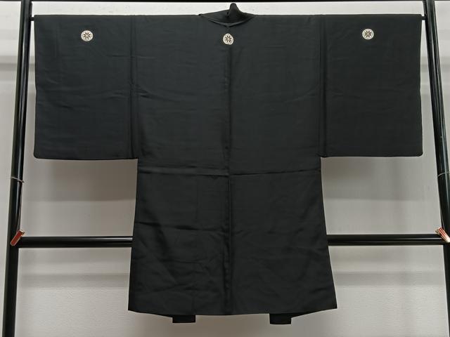 平和屋着物∞男性　長羽織　黒紋付　正絹　逸品　CABD4525ua
