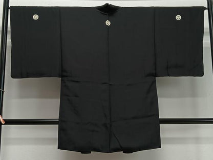 平和屋着物∞男性　長羽織　黒紋付　正絹　逸品　CABD4526ua