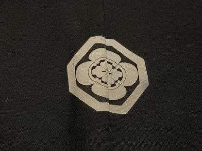 平和屋着物∞男性　長羽織　黒紋付　正絹　逸品　CABD4527ua
