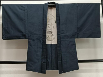 平和屋着物∞男性　羽織　紬地　絣文様　正絹　逸品　CABD4528ua