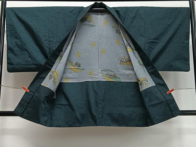 平和屋着物∞男性　羽織　髭紬　亀甲繋ぎ　正絹　逸品　CABD4530ua