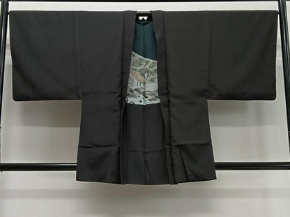 平和屋着物∞男性　羽織　霞文　黒地　正絹　逸品　CABD4532ua