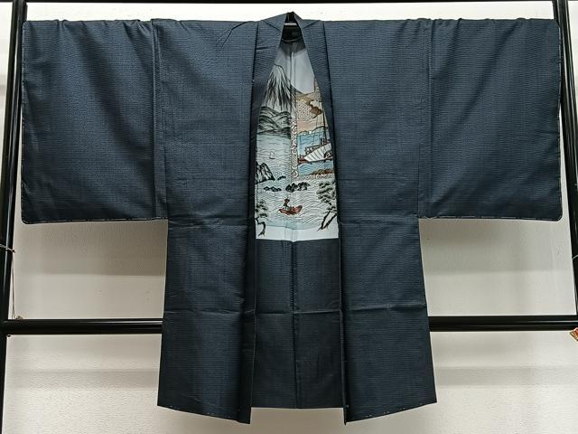 平和屋着物∞男性　長羽織　本場大島紬　100亀甲　総詰め　正絹　逸品　未使用　CABD4533ua