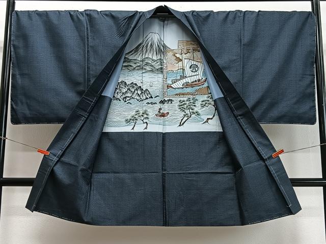 平和屋着物∞男性　長羽織　本場大島紬　100亀甲　総詰め　正絹　逸品　未使用　CABD4533ua