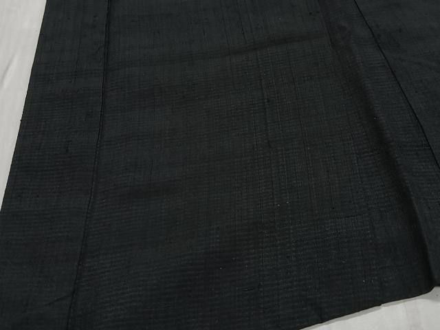 平和屋着物∞男性　長羽織　紬地　黒地　正絹　逸品　未使用　CABD4535ua