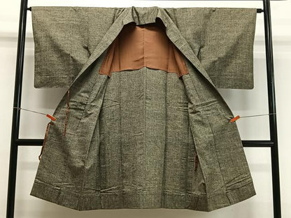 平和屋着物∞道中着　紬地　霞文　ロング丈　正絹　逸品　CABD4536ua
