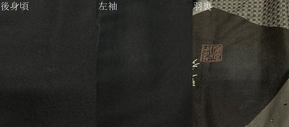 平和屋着物∞男性　長羽織　黒地　正絹　逸品　CABD4538ua