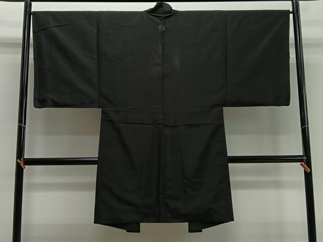 平和屋着物∞男性　長羽織　黒地　正絹　逸品　CABD4538ua
