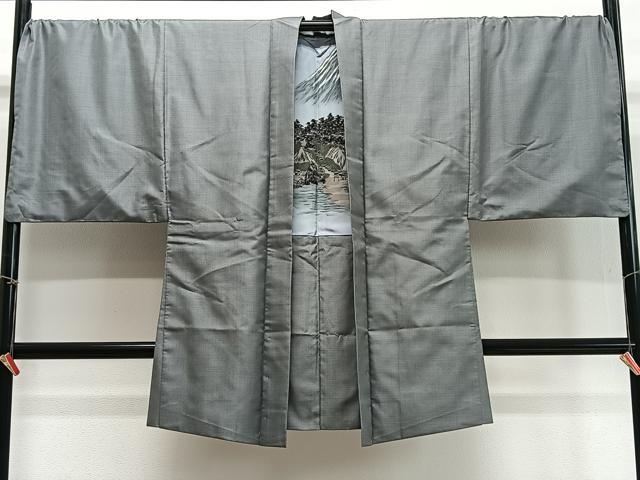 平和屋着物∞男性　長羽織　お召地　蚊絣　正絹　逸品　CABD4545ua