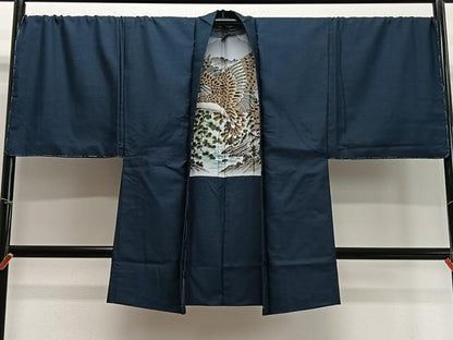 平和屋着物∞男性　長羽織　紬地　100亀甲　総詰め　正絹　逸品　未使用　CABD4547ua