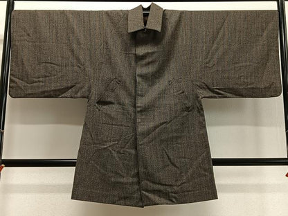 平和屋着物∞男性　和装コート　角袖　霞文　ロング丈　ウール　CABD4548ua