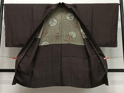 平和屋着物∞男性　長羽織　紬地　絣文様　正絹　逸品　未使用　CABD4550ua