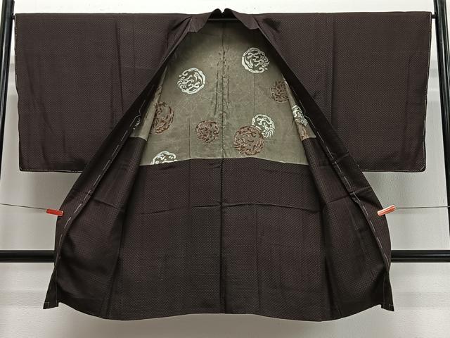 平和屋着物∞男性　長羽織　紬地　絣文様　正絹　逸品　未使用　CABD4550ua