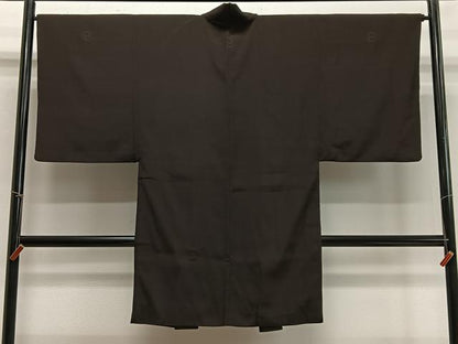 平和屋着物∞男性　長羽織　赤墨色　正絹　逸品　CABD4552ua