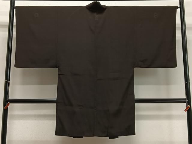 平和屋着物∞男性　長羽織　赤墨色　正絹　逸品　CABD4552ua