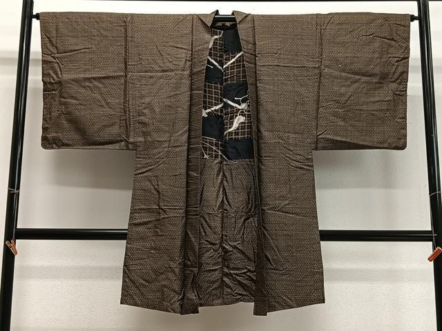 平和屋着物∞男性 長羽織 本場大島紬 亀甲文 正絹 逸品 CABD4554ua